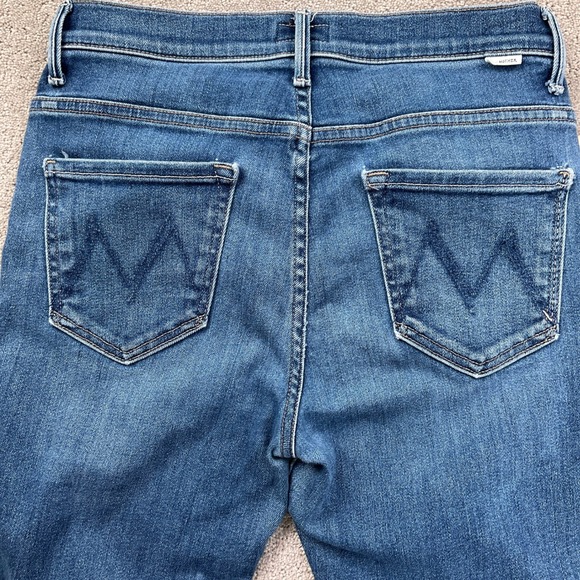 MOTHER Jeans Womens 28 Blue Insider Ankle Fray Sweet Lime Cropped Flare USA VTG - Picture 13 of 15